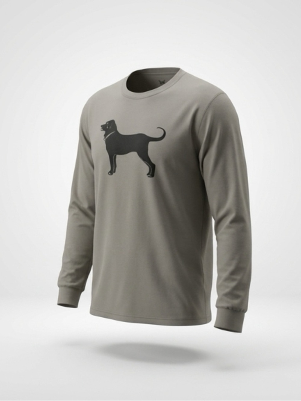 The Black Dog Long Sleeve Crew Tee - Gray/Olive with Black Dog Graphic #blackdog